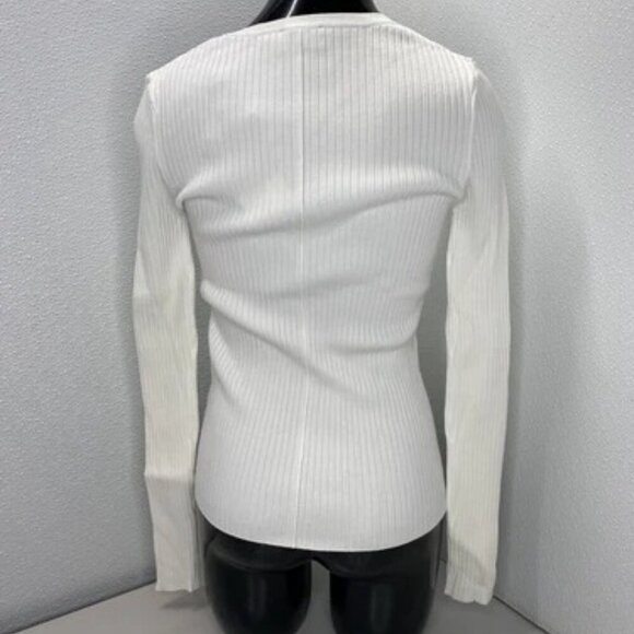 NEW THE KOOPLES Womens Sweater Top White Size 1/S Rib Knit V-Neck Pullover - Picture 8 of 11